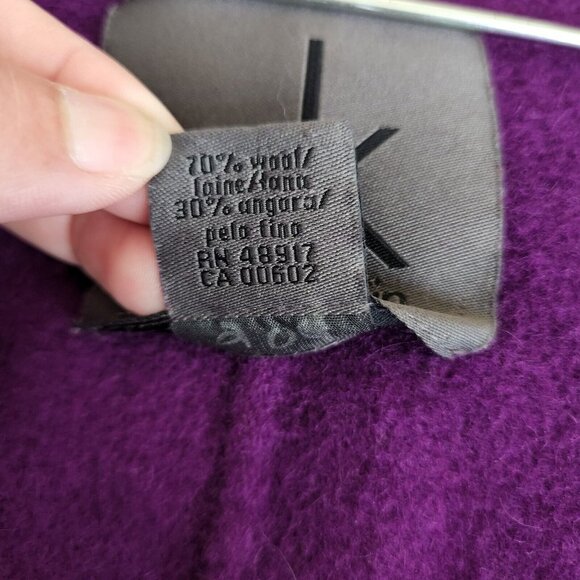 Calvin Klein Womens Black Angora Wool Blend Half Sleeve Overcoat Size XL Zipper - Picture 7 of 14